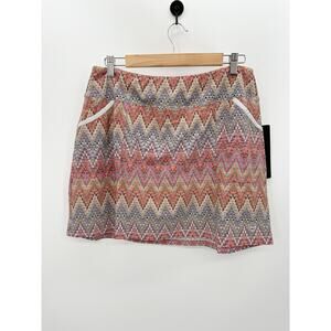 Foray Golf Skirt Women XL NWT Multi Pink Chevron Print Patch Pocket Mini Skort